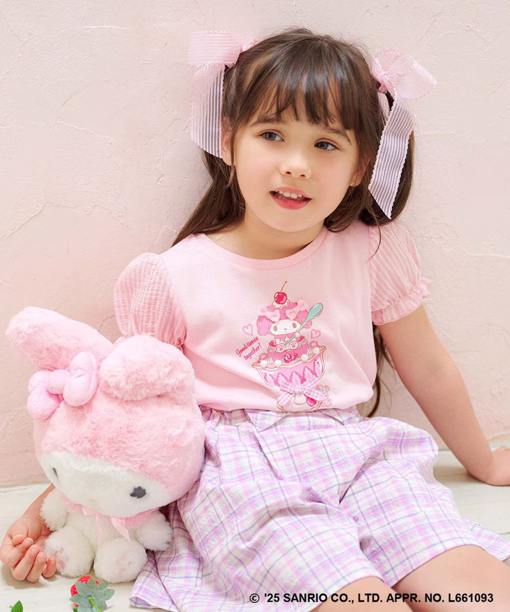 Japanese children's clothing aF#a325 x Sanrio cute palace sleeve top 90-150cm girls summer TOPS