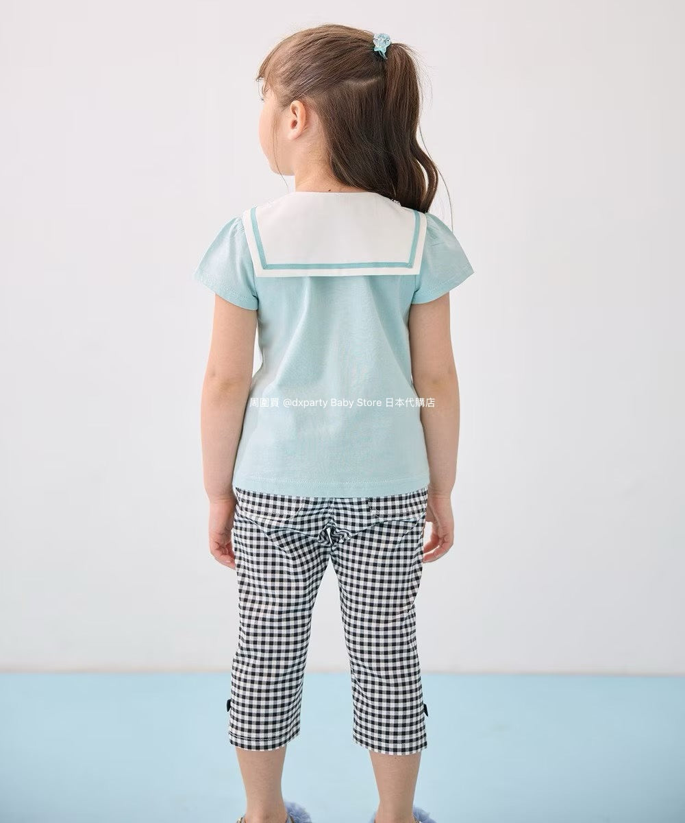 Japanese children's clothing aF#a325 sailor collar top 110-160cm girls summer TOPS