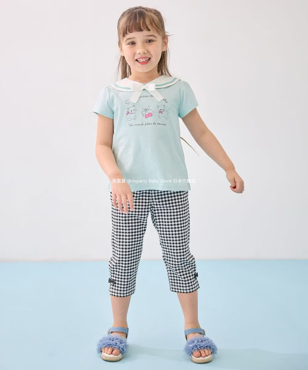 Japanese children's clothing aF#a325 sailor collar top 110-160cm girls summer TOPS