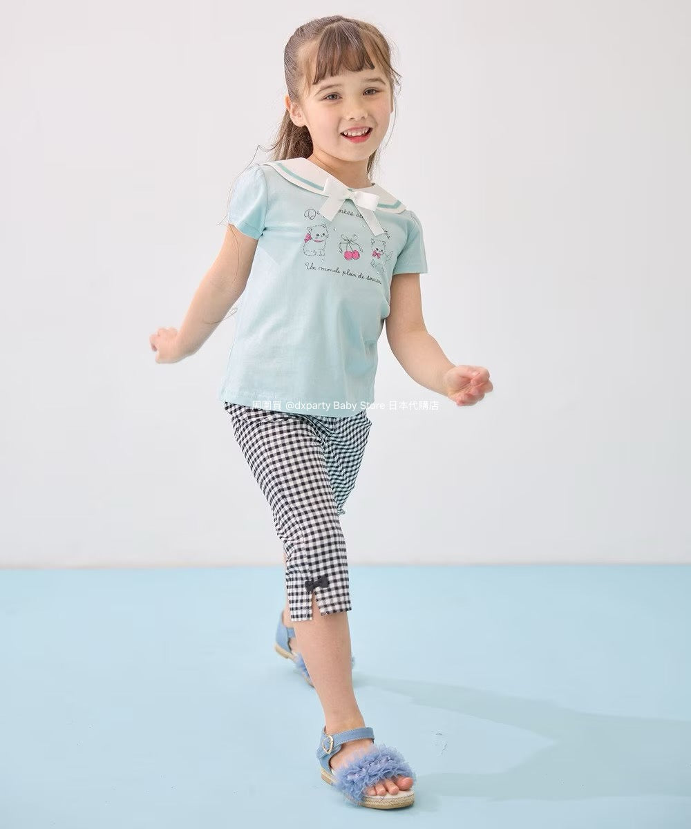 Japanese children's clothing aF#a325 sailor collar top 110-160cm girls summer TOPS