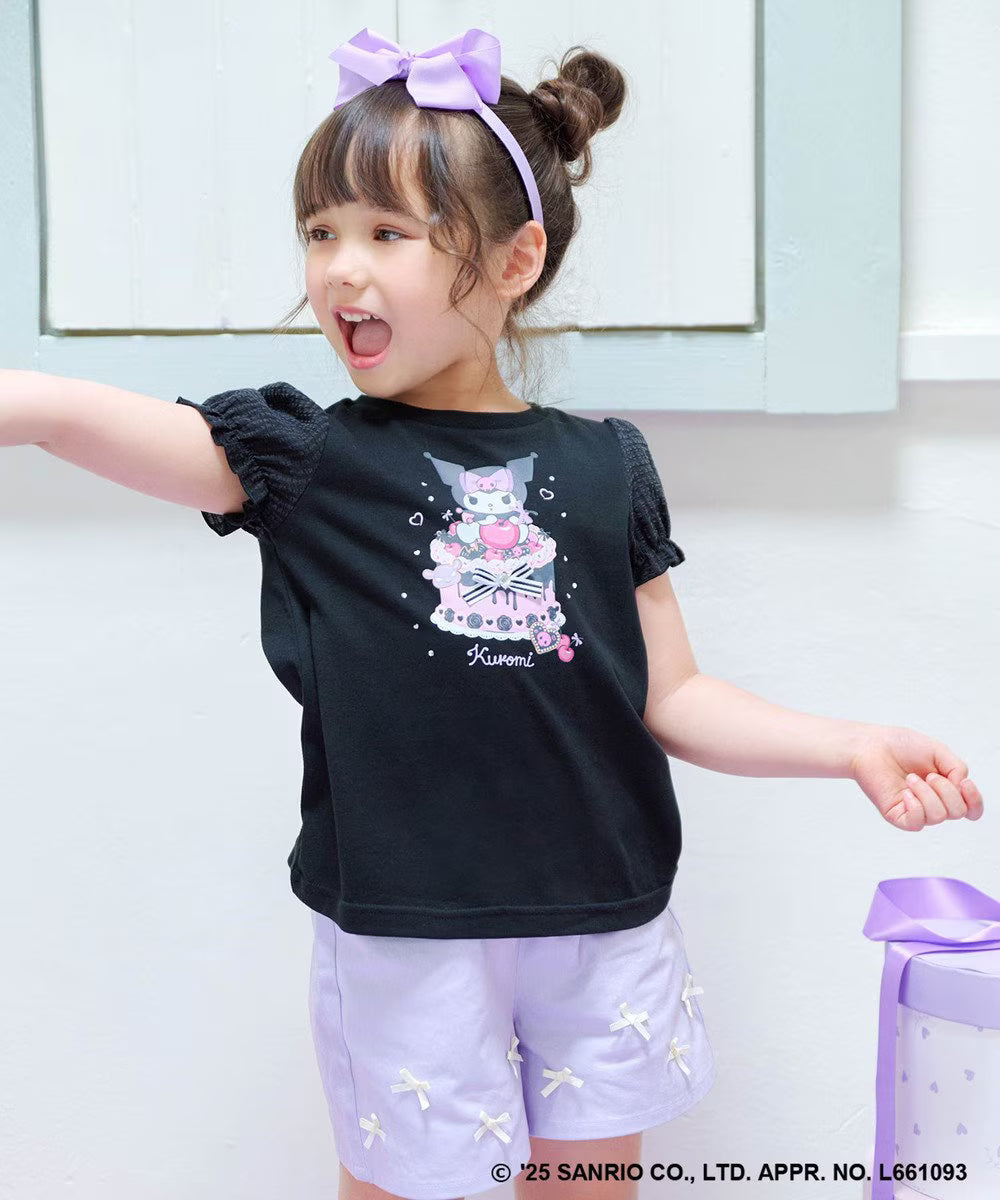 Japanese children's clothing aF#a325 x Sanrio cute palace sleeve top 90-150cm girls summer TOPS
