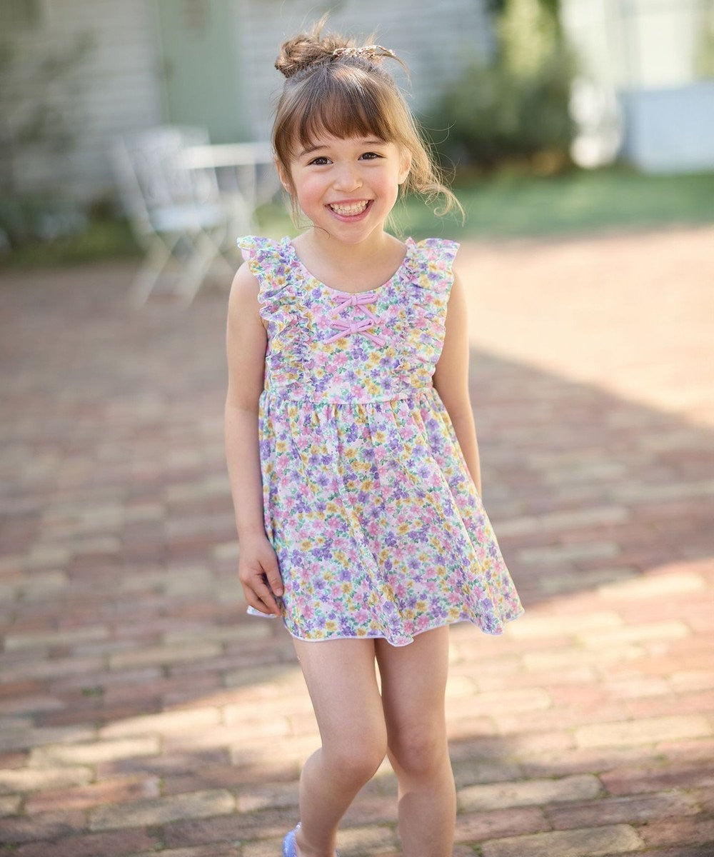 Japanese children's clothing aF#a325 UV protection floral swimsuit two-piece set 100-140cm girls summer play swimsuit special edition