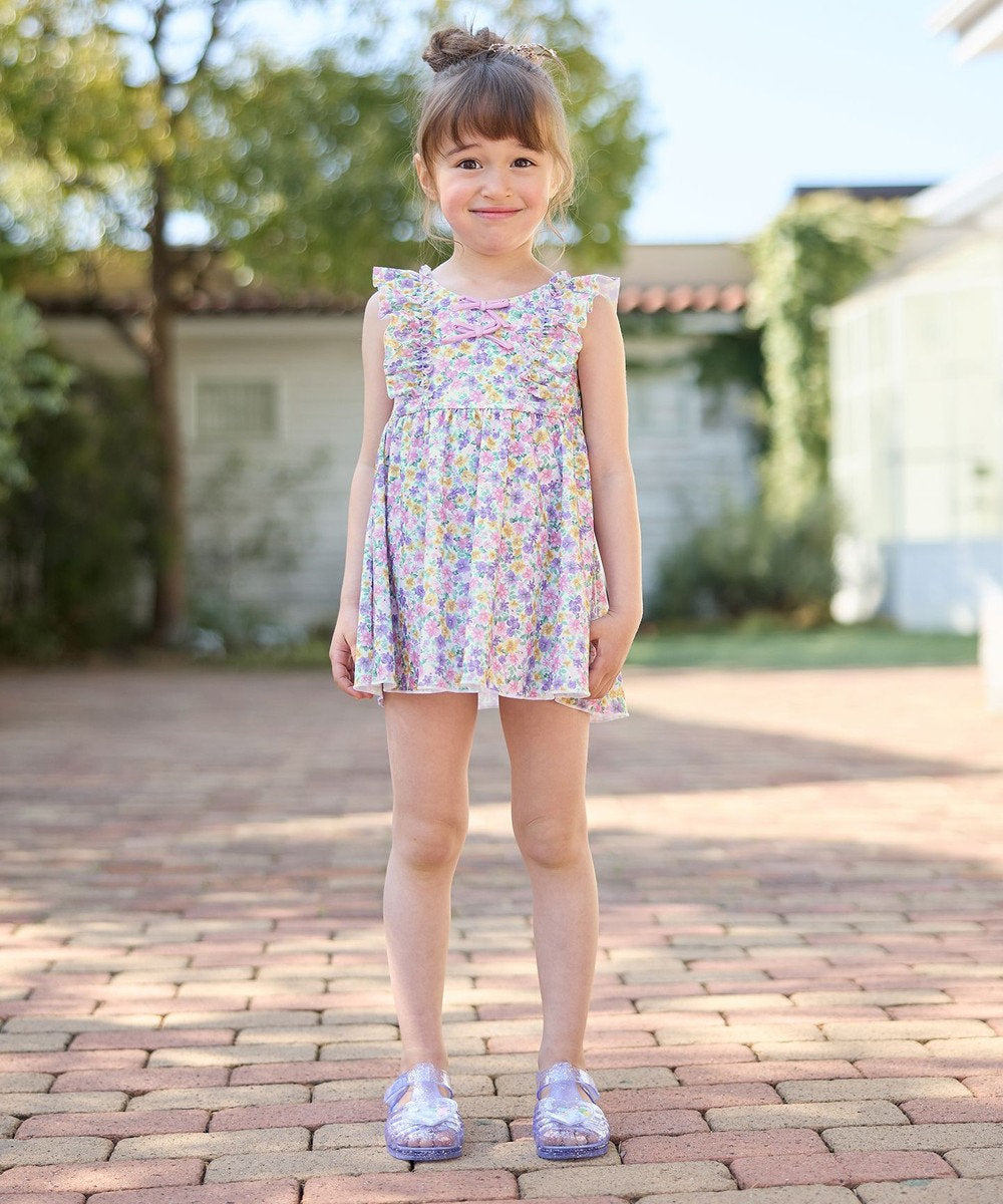 Japanese children's clothing aF#a325 UV protection floral swimsuit two-piece set 100-140cm girls summer play swimsuit special edition