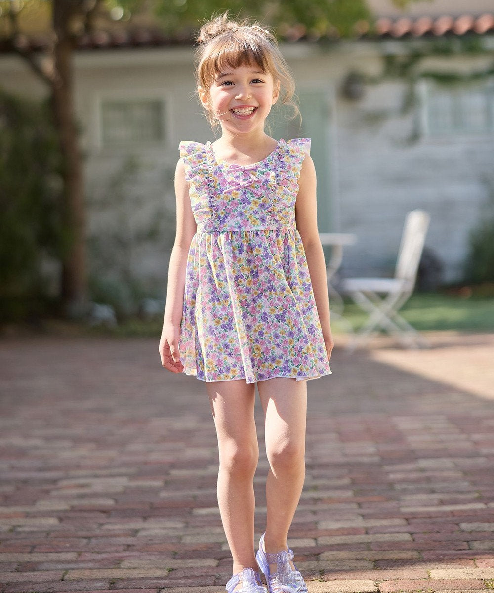 Japanese children's clothing aF#a325 UV protection floral swimsuit two-piece set 100-140cm girls summer play swimsuit special edition
