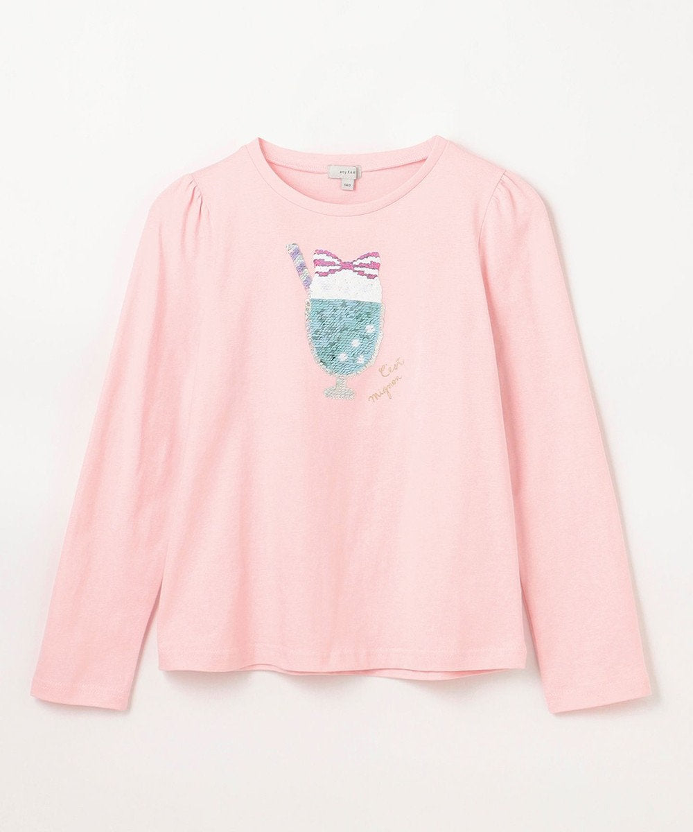 Japanese children's clothing aF#a325 double-sided sequined print top 100-140cm girls summer TOPS