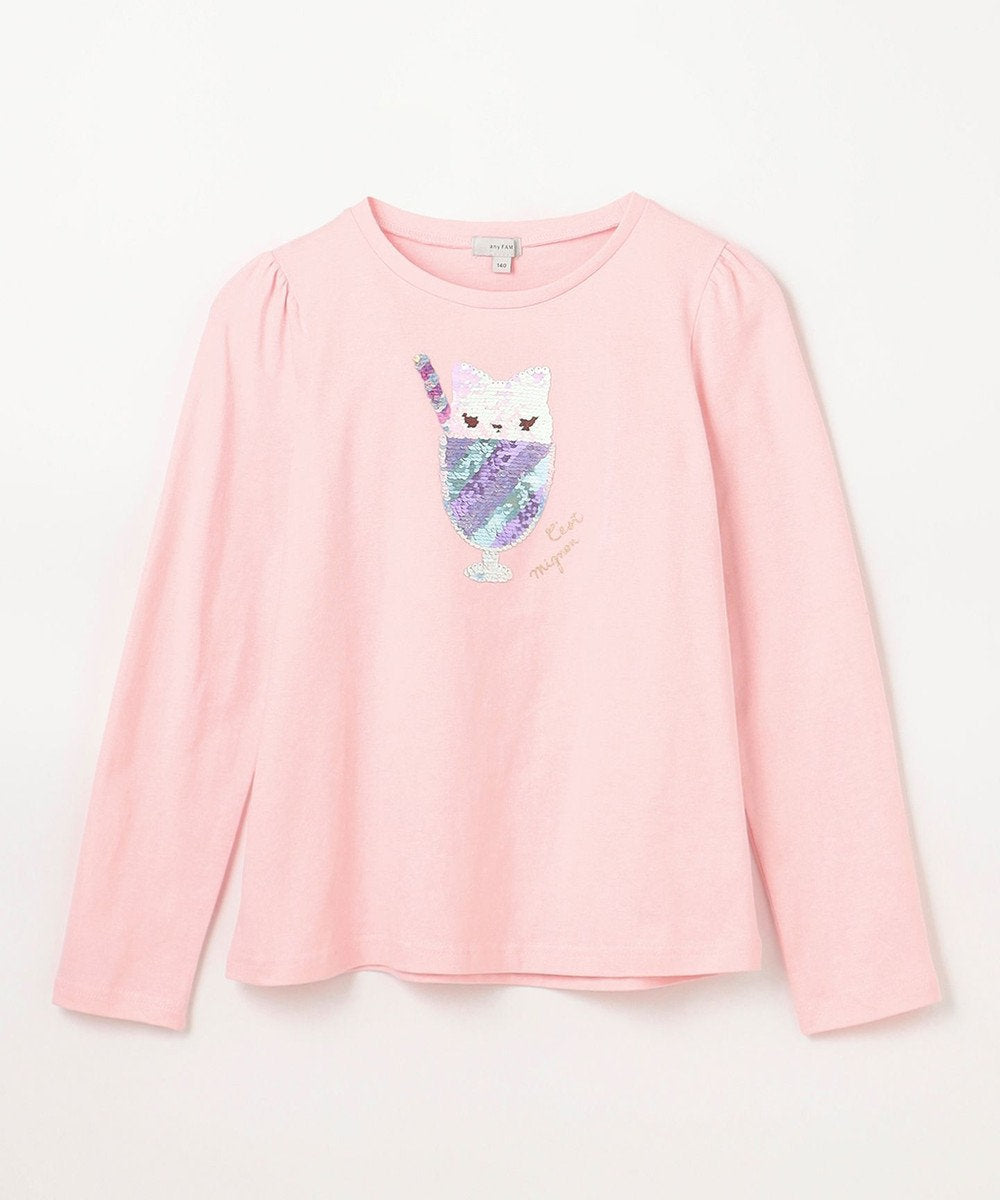 Japanese children's clothing aF#a325 double-sided sequined print top 100-140cm girls summer TOPS