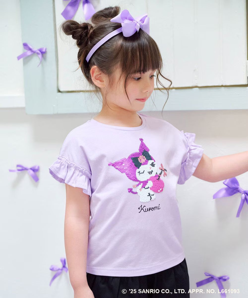 Japanese children's clothing aF#a325 x Sanrio sequin pattern top 100-150cm girls summer TOPS