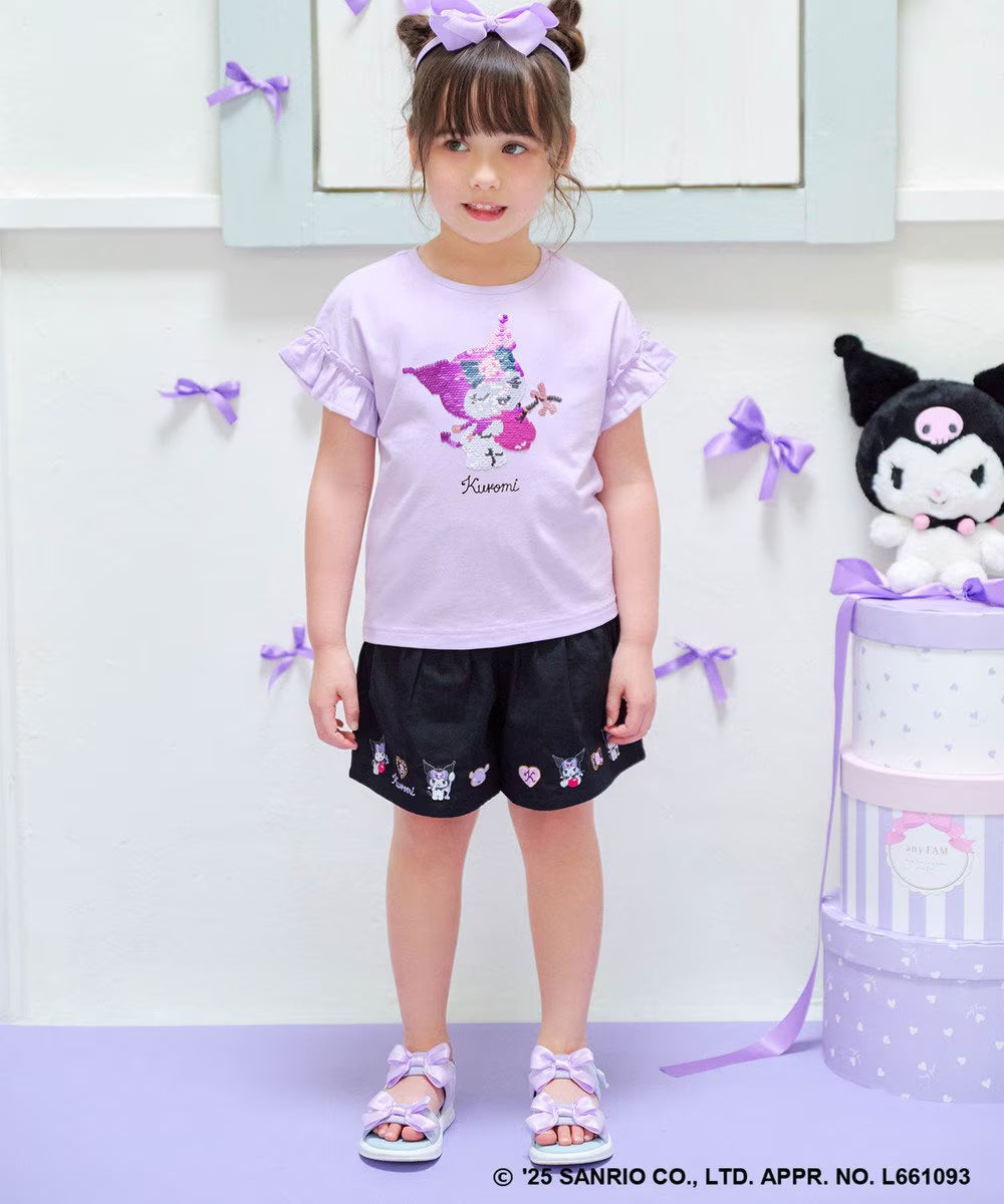 Japanese children's clothing aF#a325 x Sanrio sequin pattern top 100-150cm girls summer TOPS