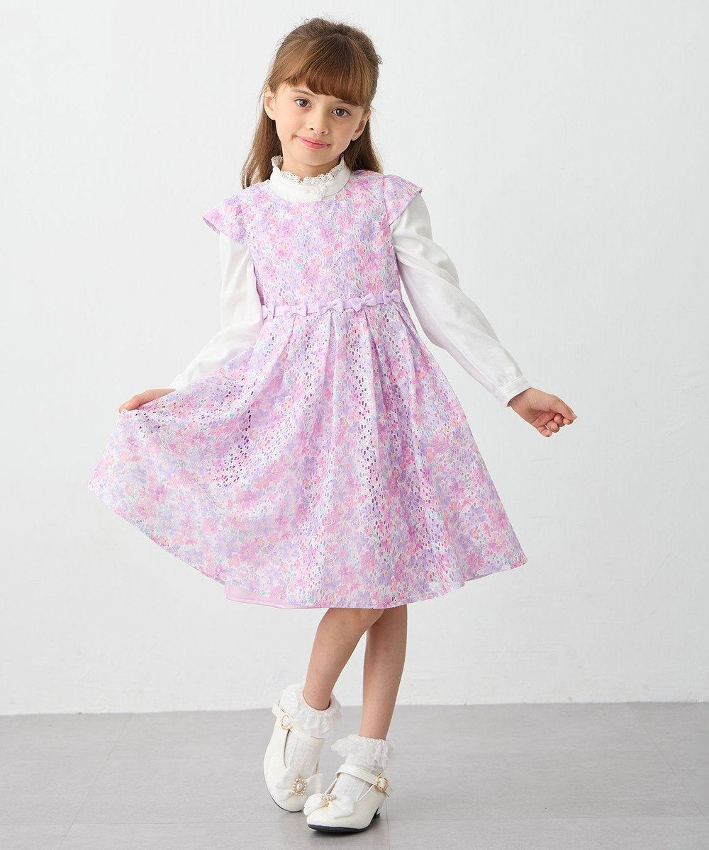 Japanese children's clothing aF#a325 printed lace dress 110-130cm girls summer dresses for interviews/banquets/performances