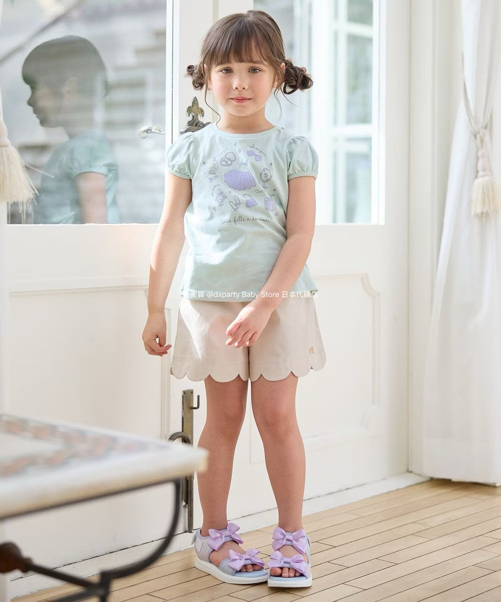 Japanese children's clothing aF#a325 scalloped hem shorts 100-160cm girls summer PANTS