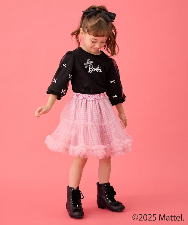 Japanese children's clothing aF#a325 Floral tulle dress 100-150cm Girls summer dresses for interviews/banquets/performances