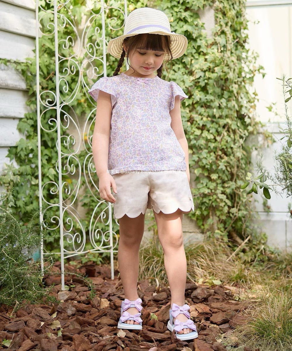 Japanese children's clothing aF#a325 floral short top 90-140cm girls summer TOPS