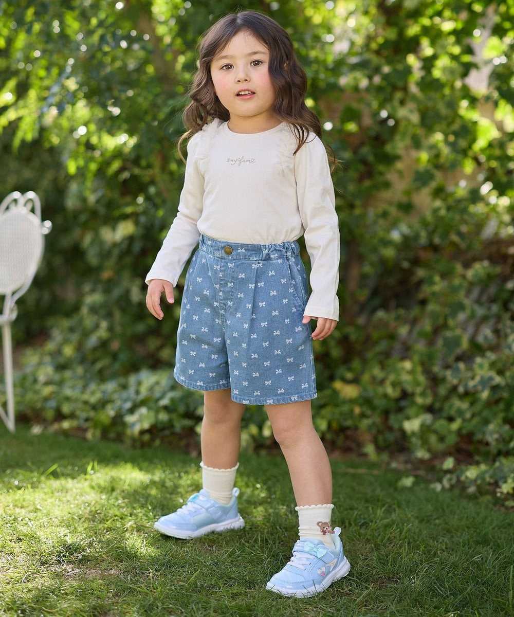 Japanese children's clothing aF#a325 denim pleated shorts 110-160cm girls summer PANTS