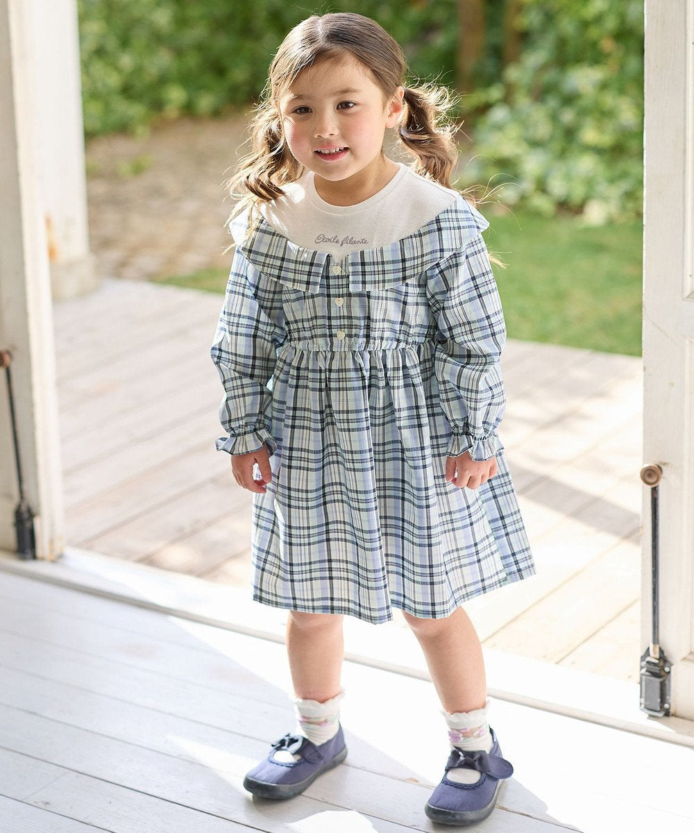 Japanese children's clothing aF#a325 checkered patchwork dress 110-150cm girls summer dresses