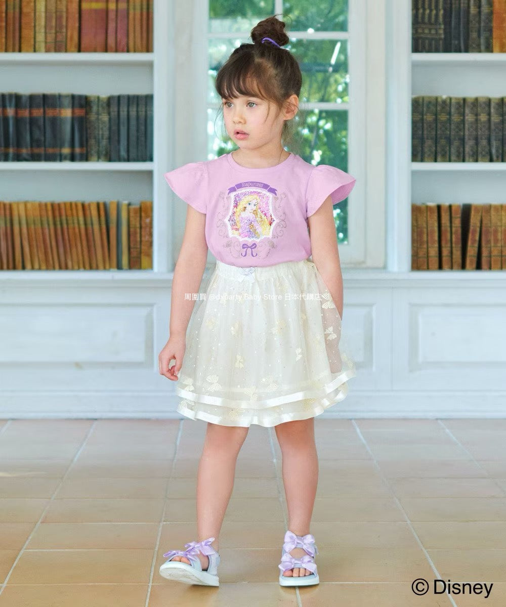 Japanese children's clothing aF#a325 x Disney Princess sequin top 100-140cm girls summer TOPS