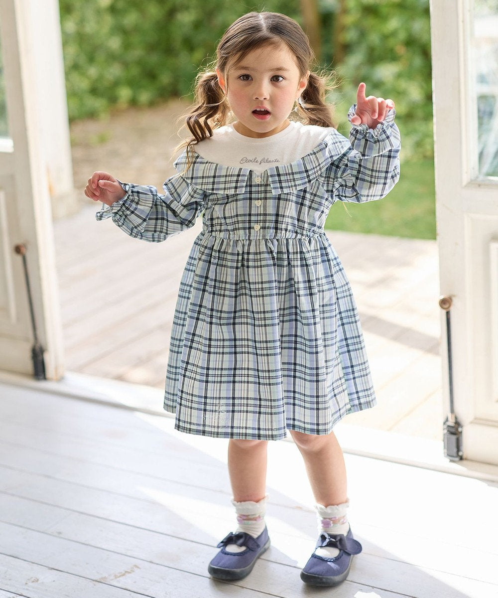 Japanese children's clothing aF#a325 checkered patchwork dress 110-150cm girls summer dresses