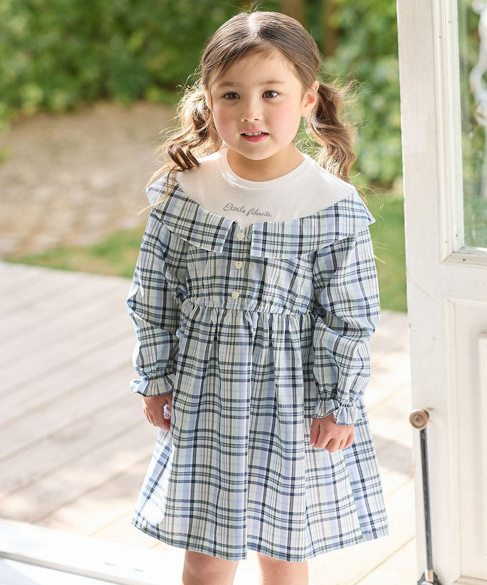 Japanese children's clothing aF#a325 checkered patchwork dress 110-150cm girls summer dresses