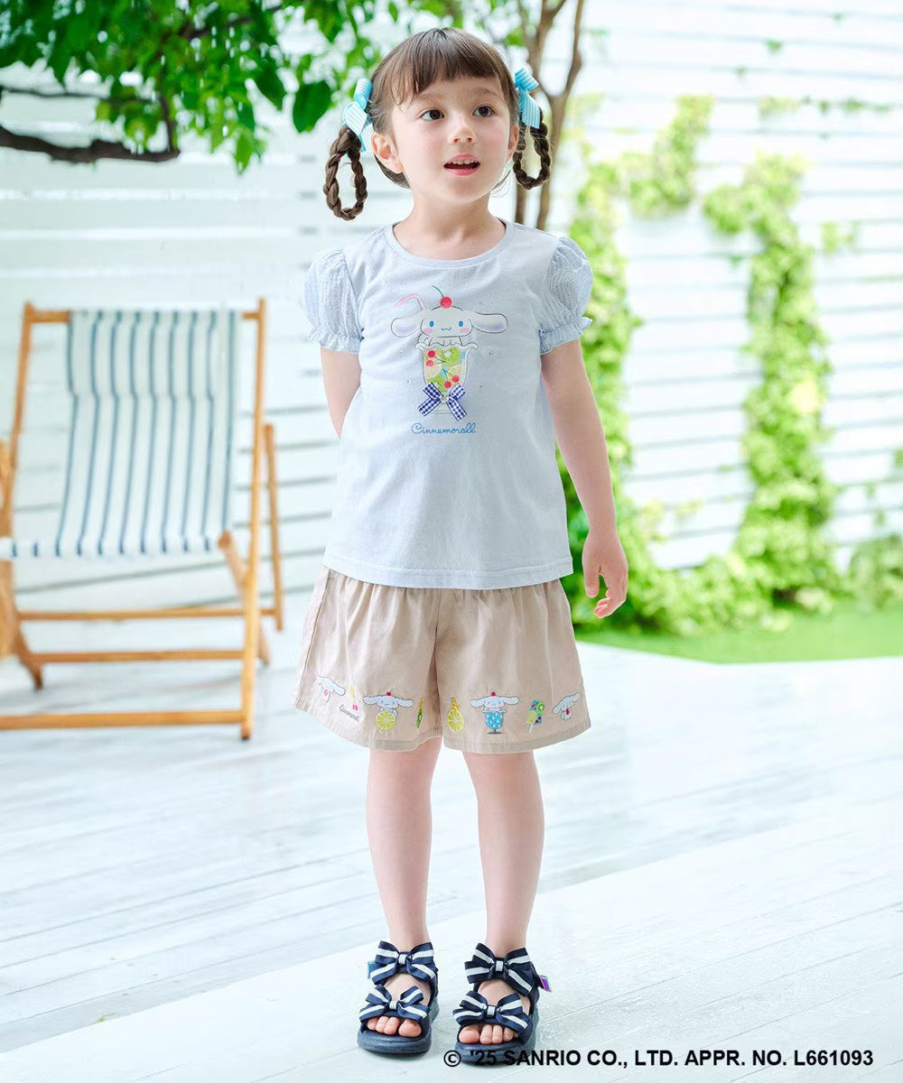 Japanese children's clothing aF#a325 x Sanrio cute palace sleeve top 90-150cm girls summer TOPS