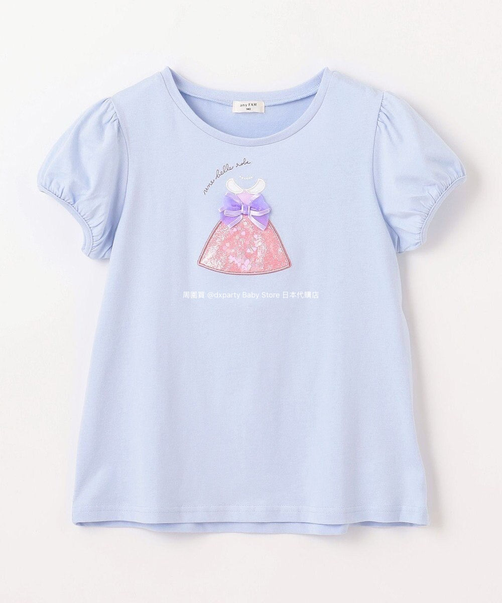 Japanese children's clothing aF#a325 beaded applique short-sleeved top 100-150cm girls summer TOPS