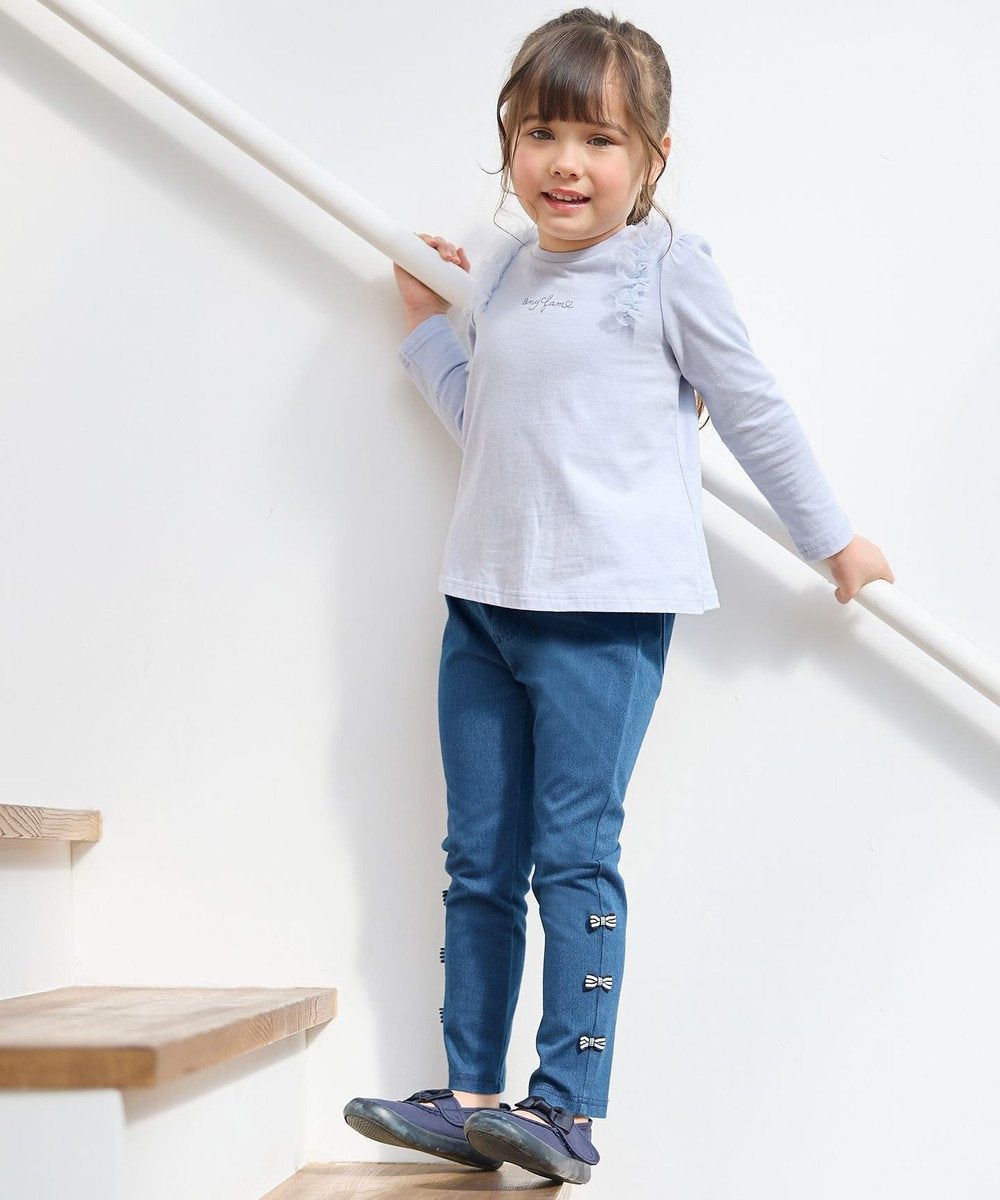 Japanese children's clothing aF#a325 bow skinny jeans 100-140cm girls summer PANTS