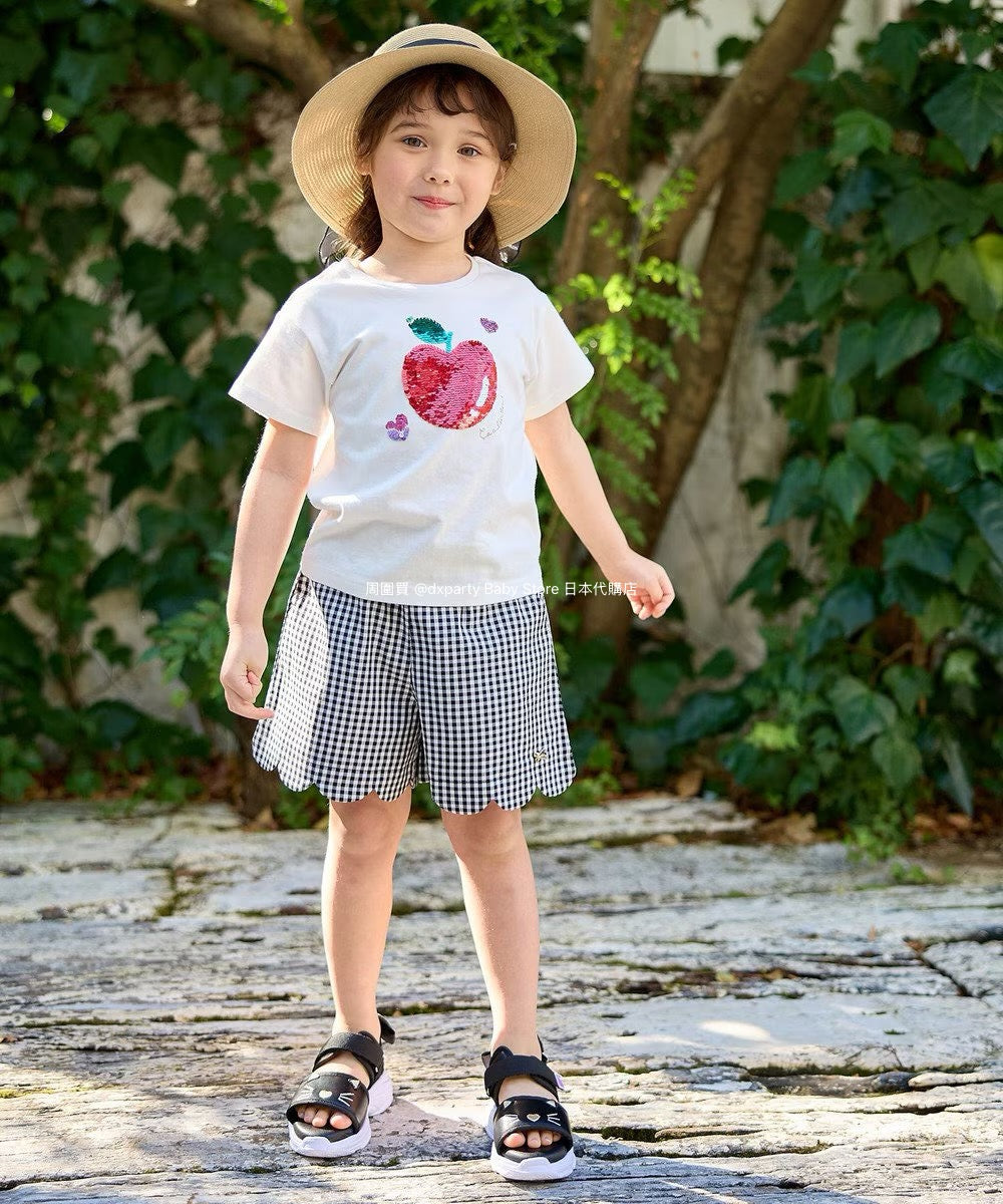 Japanese children's clothing aF#a325 sequined short-sleeved top 100-150cm girls summer TOPS