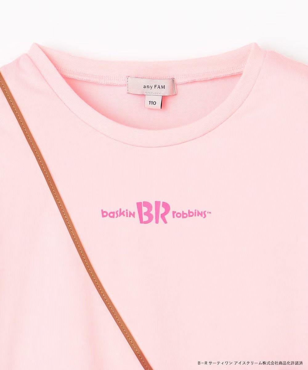 Japanese children's clothing aF#a325 x Baskin-Robbins furry ice cream pocket top 90-140cm girls summer TOPS