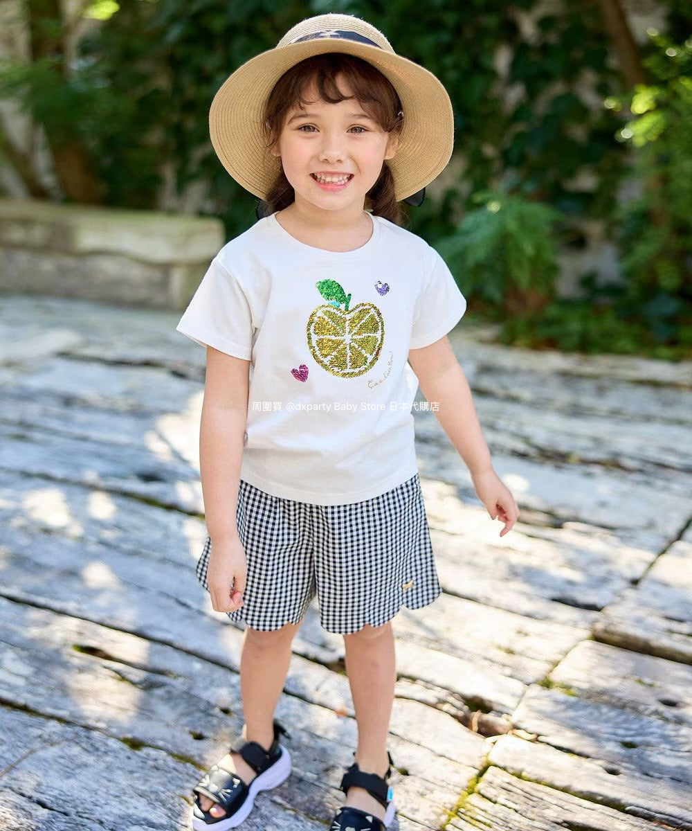 Japanese children's clothing aF#a325 sequined short-sleeved top 100-150cm girls summer TOPS