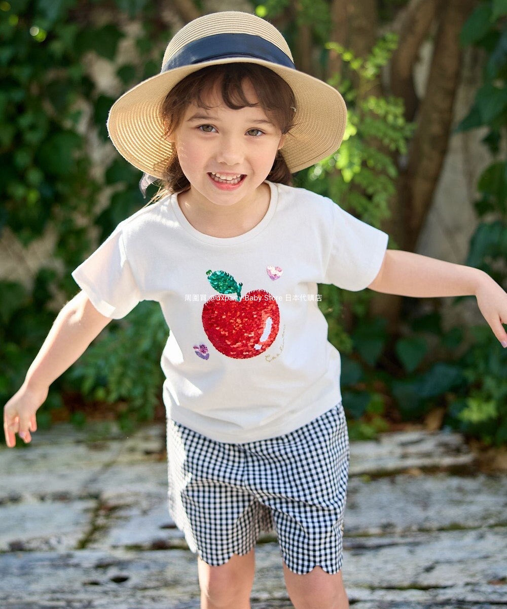 Japanese children's clothing aF#a325 sequined short-sleeved top 100-150cm girls summer TOPS