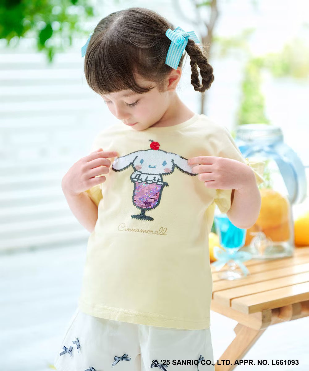 Japanese children's clothing aF#a325 x Sanrio sequin pattern top 100-150cm girls summer TOPS