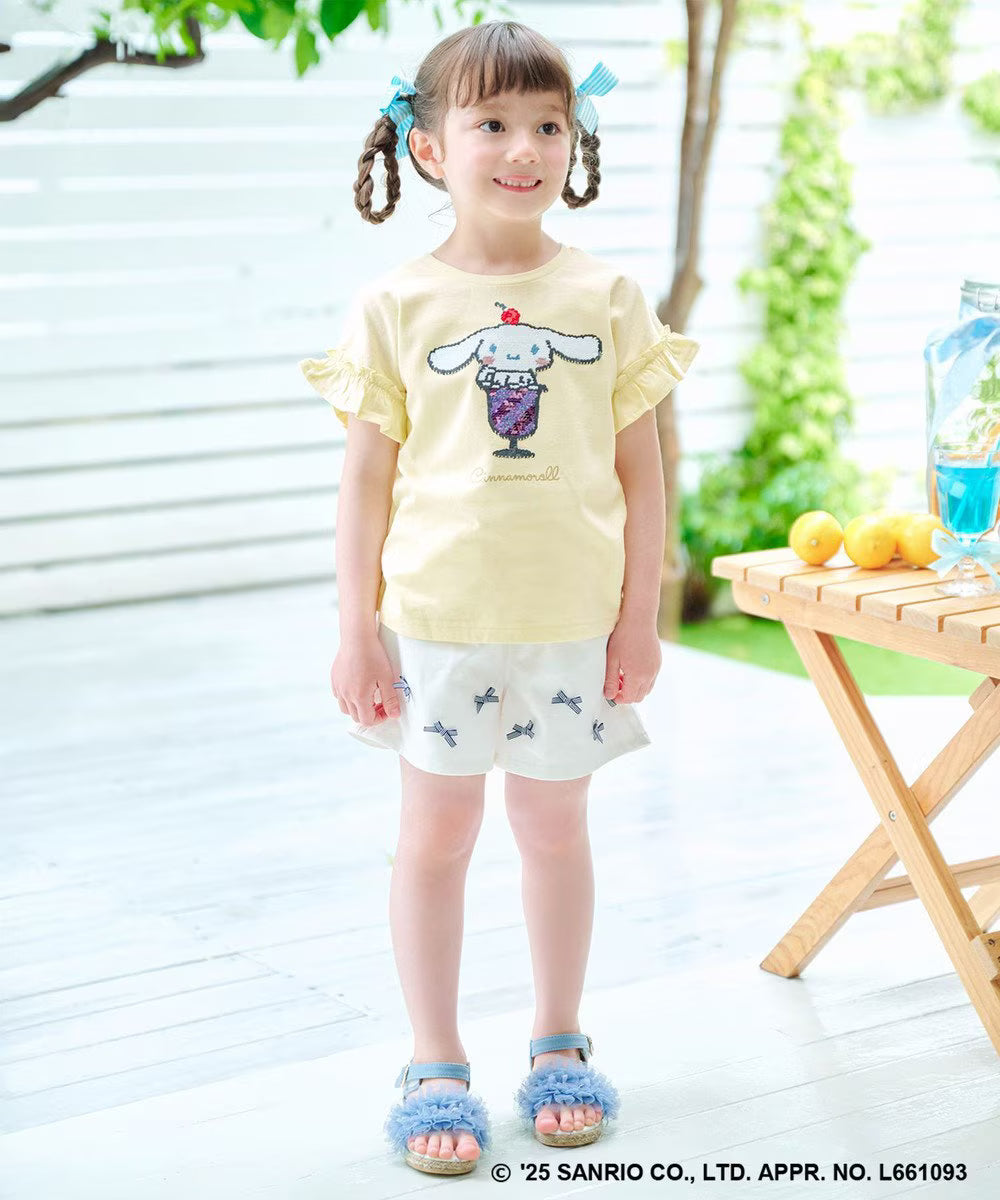 Japanese children's clothing aF#a325 x Sanrio sequin pattern top 100-150cm girls summer TOPS