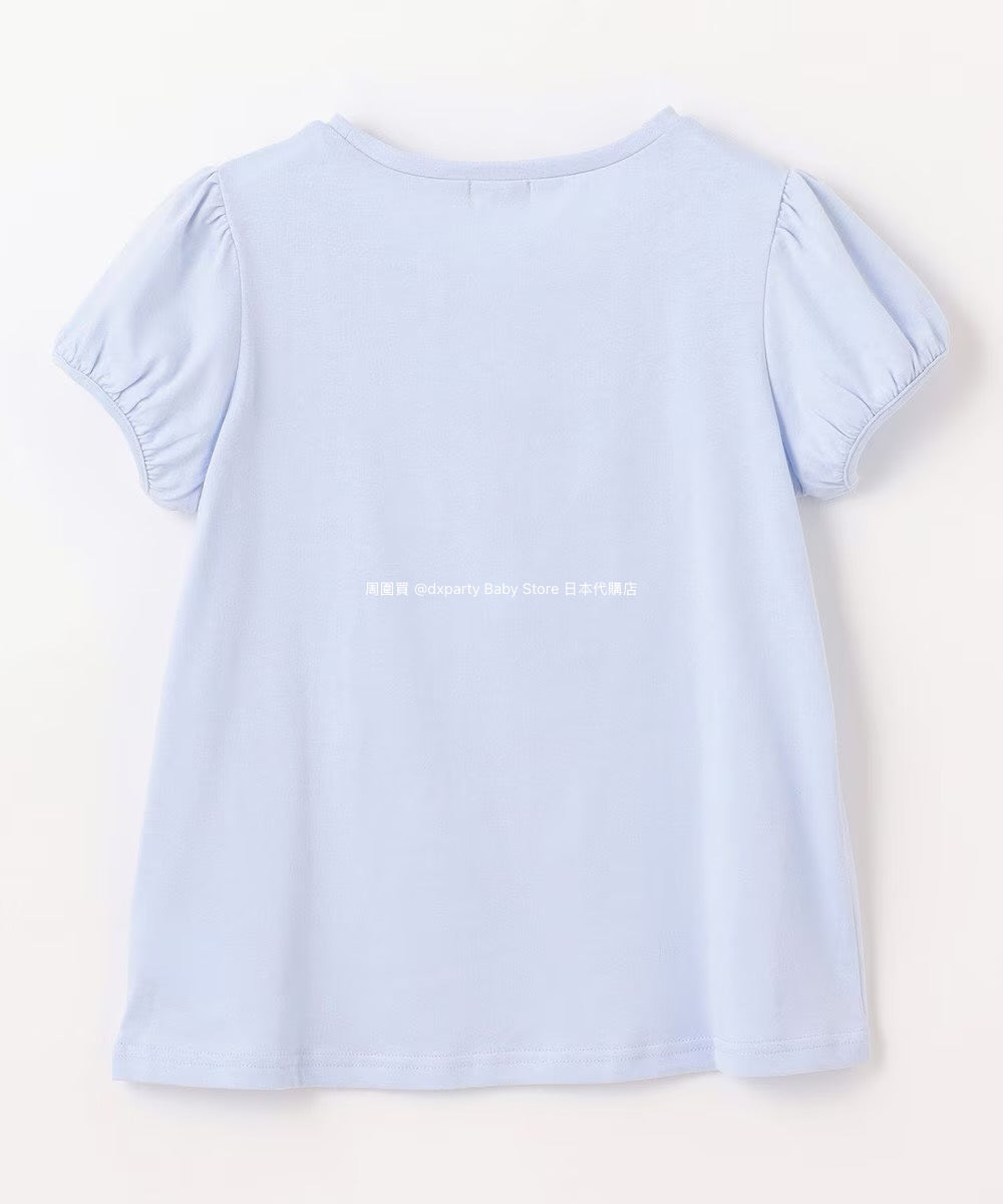 Japanese children's clothing aF#a325 beaded applique short-sleeved top 100-150cm girls summer TOPS