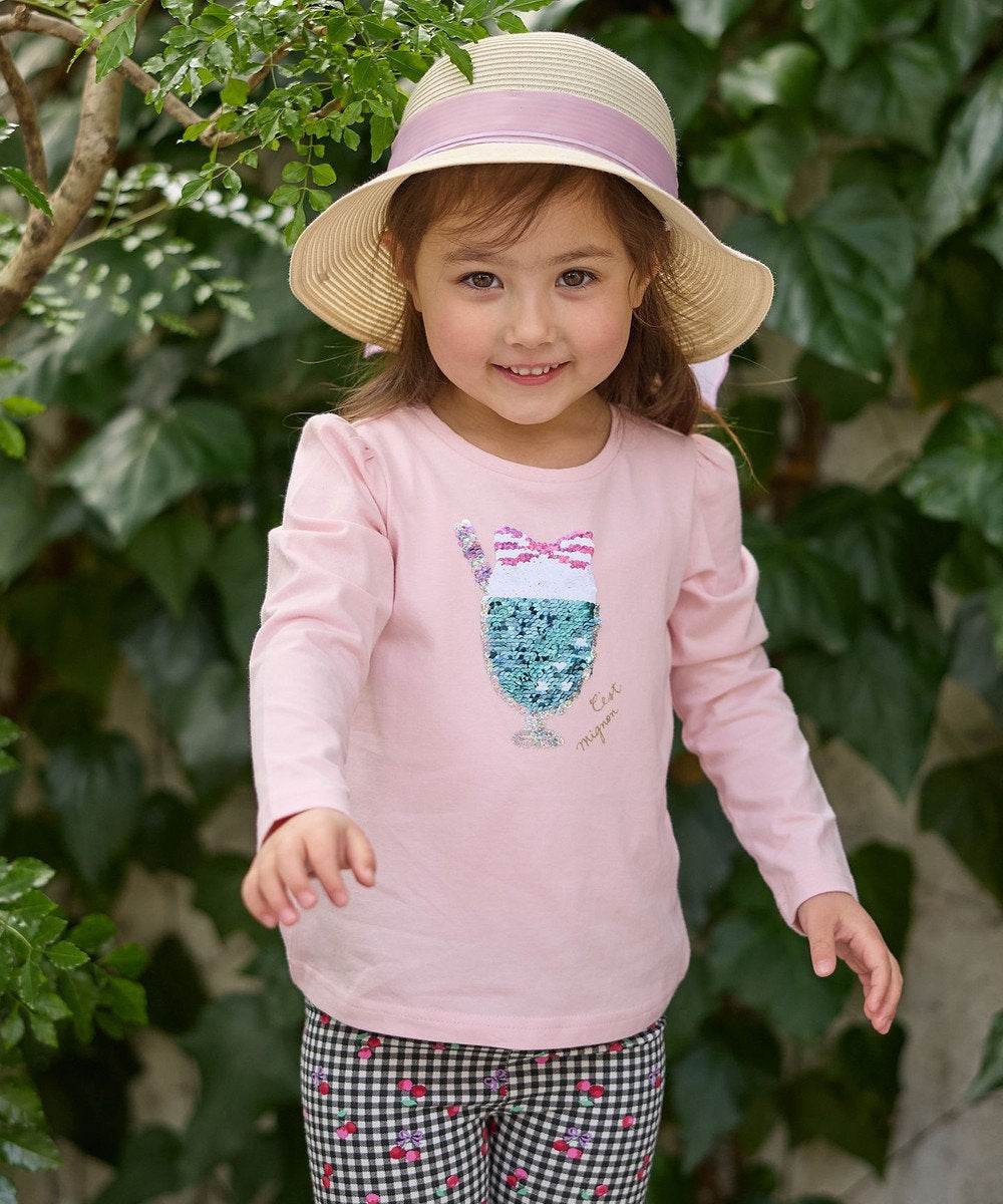 Japanese children's clothing aF#a325 double-sided sequined print top 100-140cm girls summer TOPS