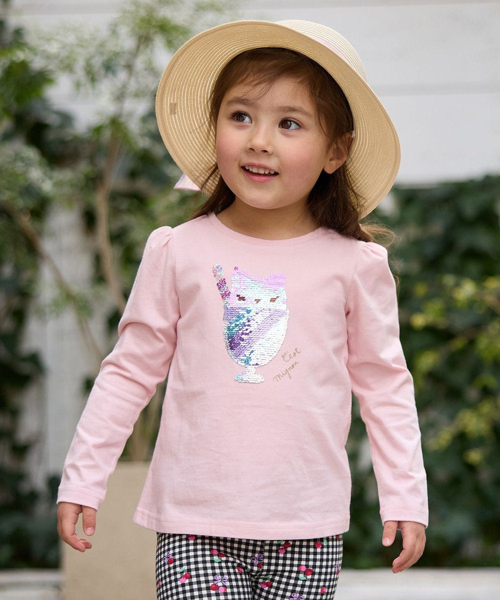 Japanese children's clothing aF#a325 double-sided sequined print top 100-140cm girls summer TOPS