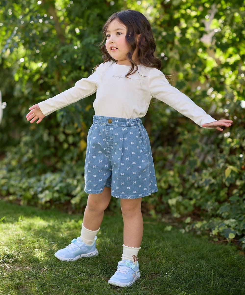Japanese children's clothing aF#a325 denim pleated shorts 110-160cm girls summer PANTS