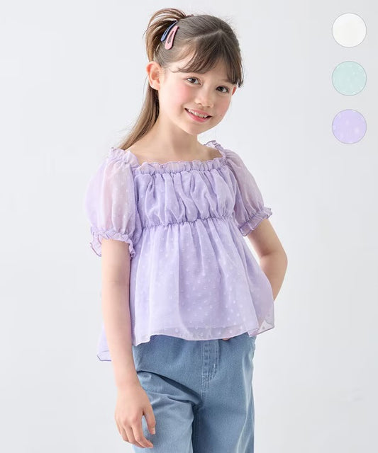 日本童裝 aF#a325 2Way 吊帶露肩上衣 110-160cm 女童款 夏季 TOPS