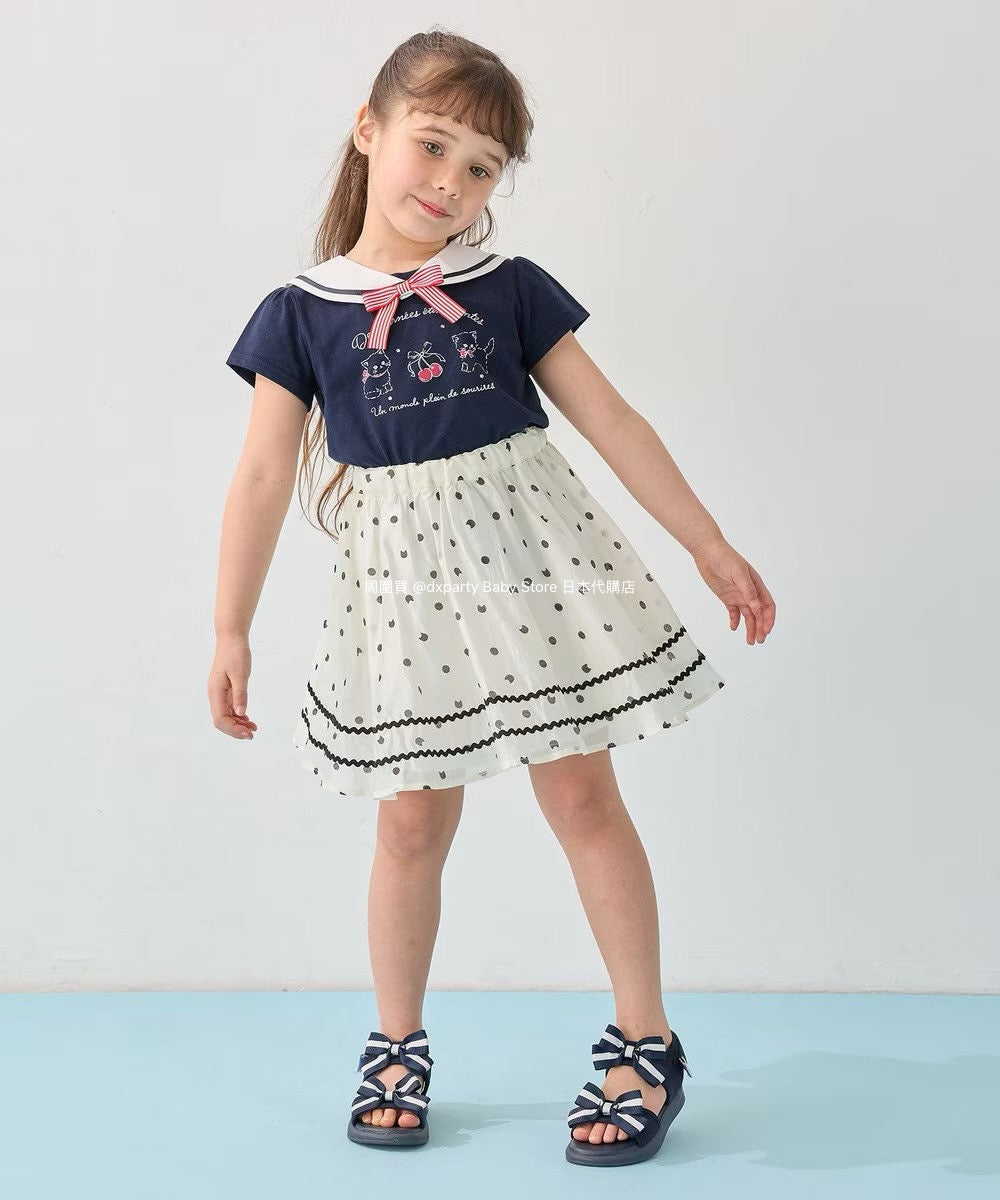 Japanese children's clothing aF#a325 sailor collar top 110-160cm girls summer TOPS