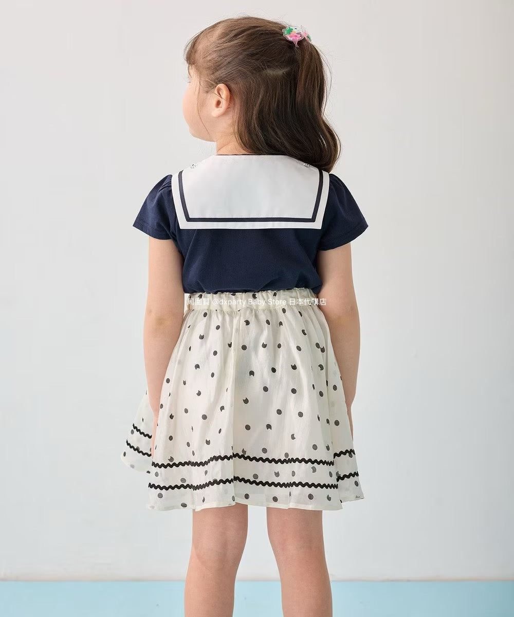 Japanese children's clothing aF#a325 cat x polka dot skirt 110-160cm girls summer SKIRTS
