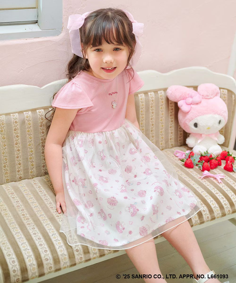 Japanese children's clothing aF#a325 x Sanrio necklace pattern dress 100-150cm girls summer dresses