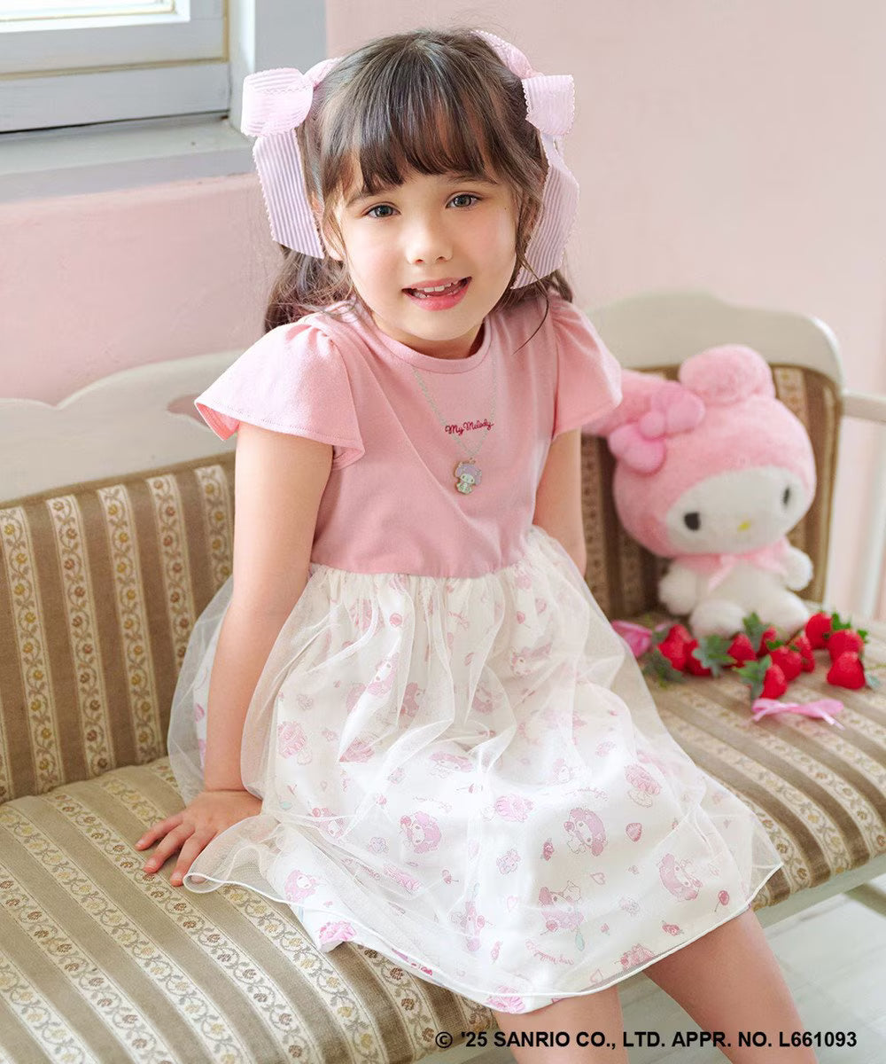 Japanese children's clothing aF#a325 x Sanrio necklace pattern dress 100-150cm girls summer dresses