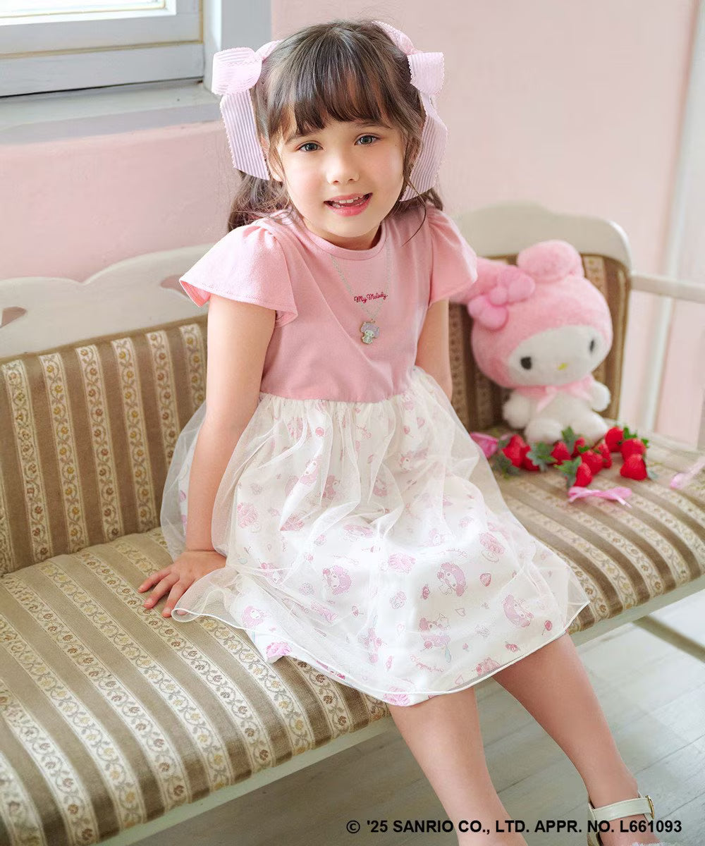 Japanese children's clothing aF#a325 x Sanrio necklace pattern dress 100-150cm girls summer dresses