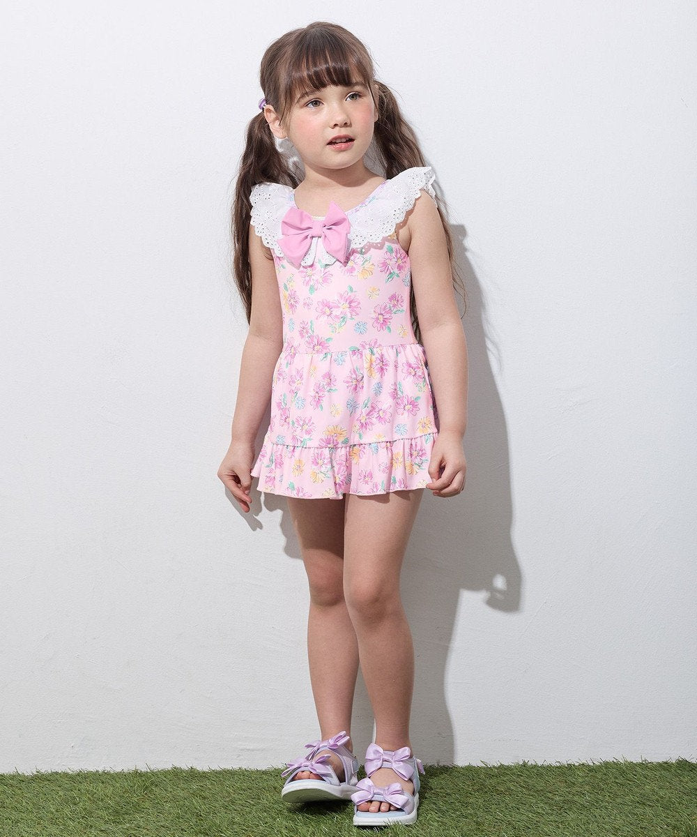 Japanese children's clothing aF#a325 UV protection lace pattern one-piece swimsuit 100-140cm girls summer play swimsuit special edition