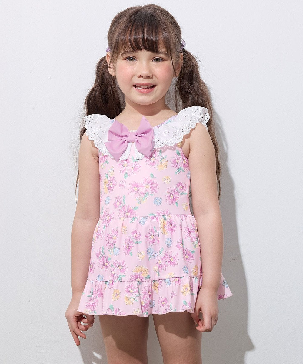 Japanese children's clothing aF#a325 UV protection lace pattern one-piece swimsuit 100-140cm girls summer play swimsuit special edition