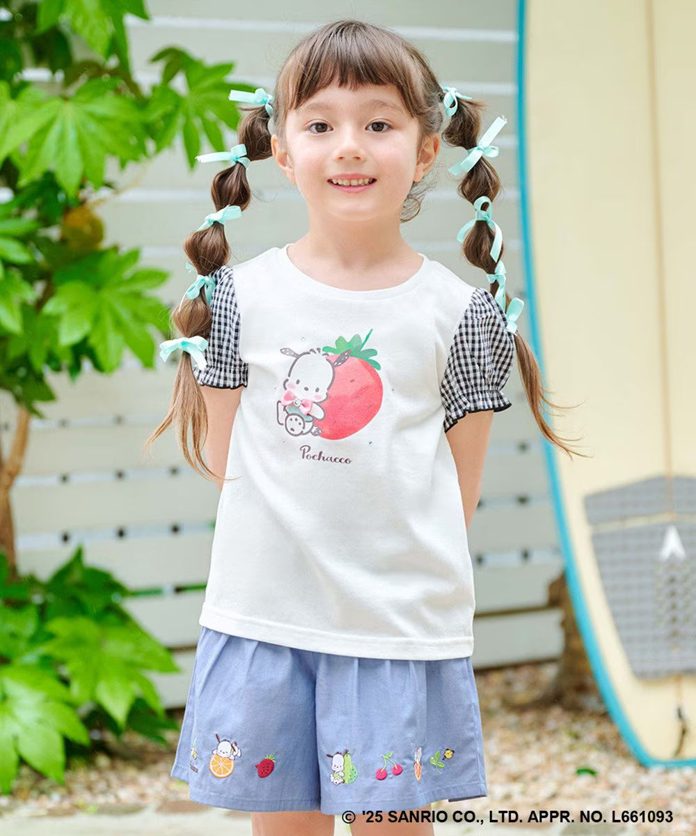 Japanese children's clothing aF#a325 x Sanrio cute palace sleeve top 90-150cm girls summer TOPS