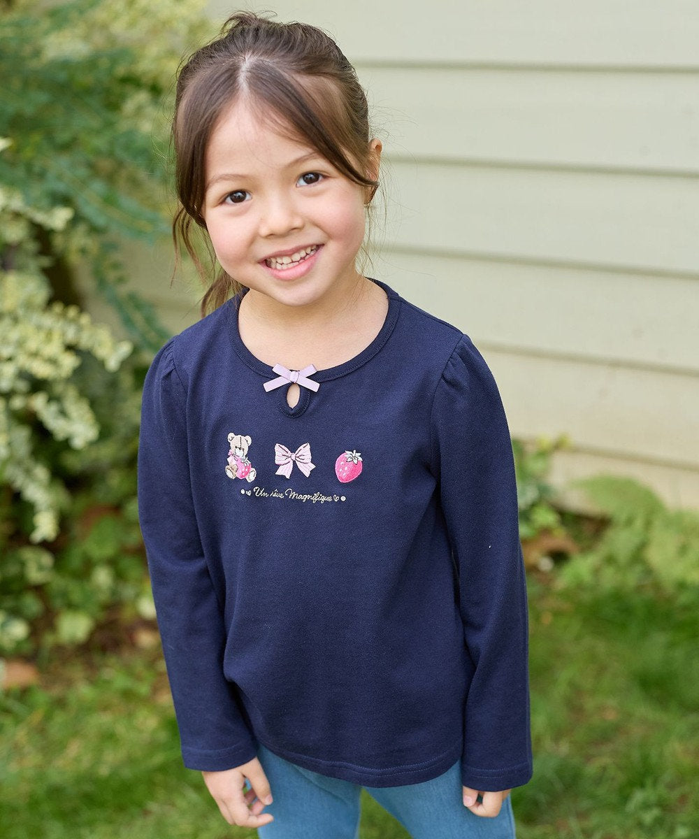 Japanese children's clothing aF#a325 cute embroidery pattern top 110-160cm girls summer TOPS