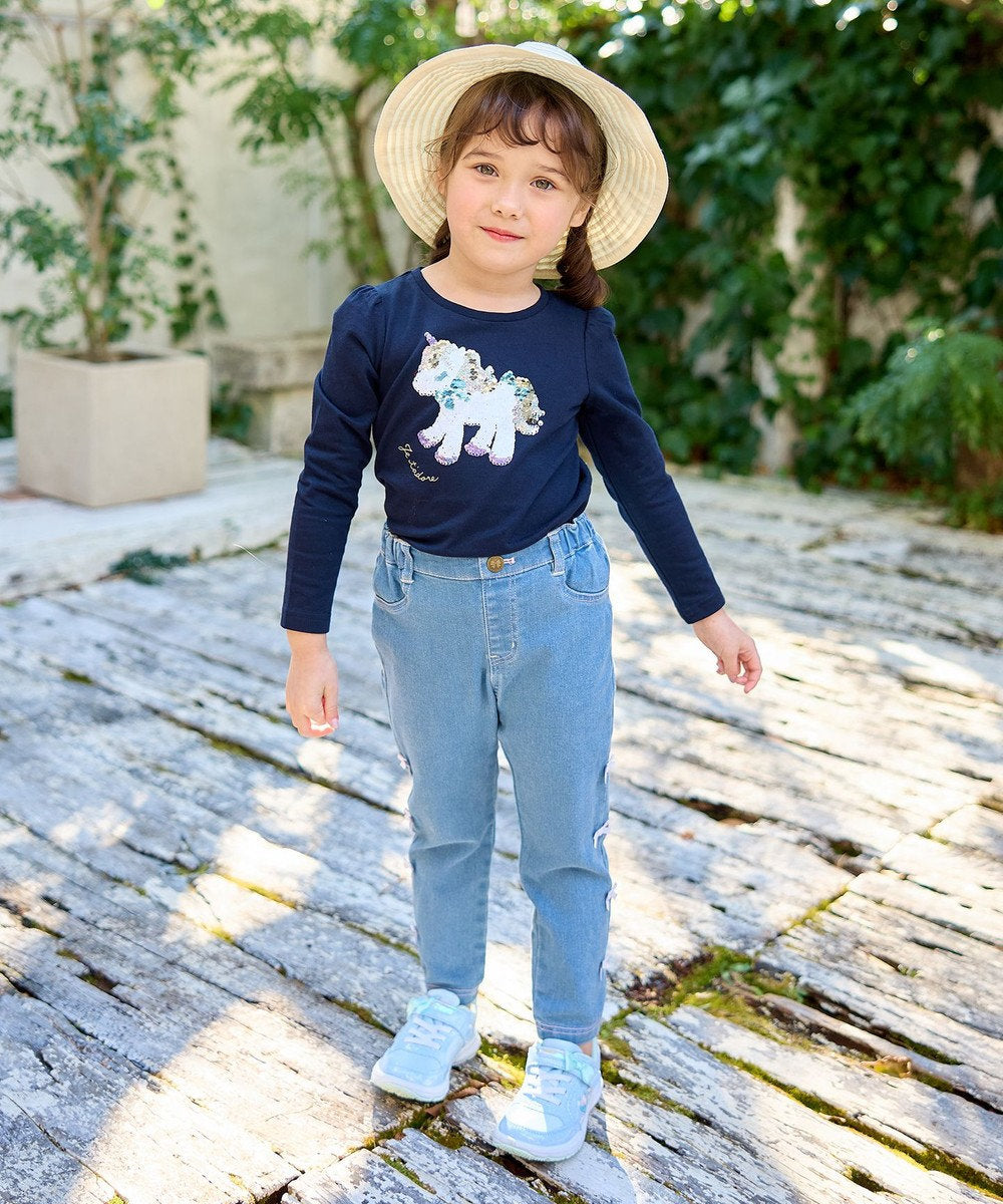 Japanese children's clothing aF#a325 double-sided sequined print top 100-140cm girls summer TOPS