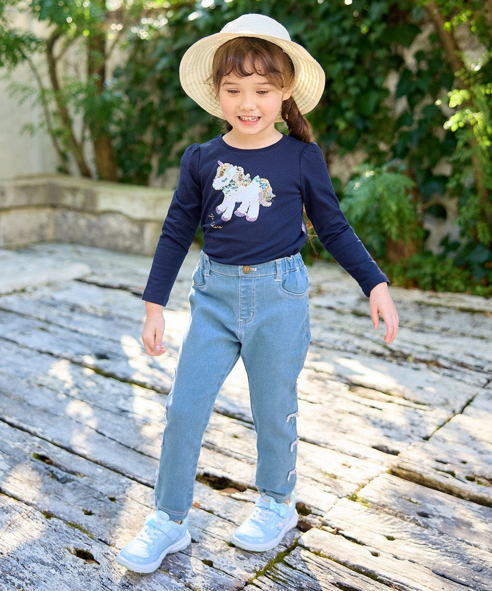 Japanese children's clothing aF#a325 double-sided sequined print top 100-140cm girls summer TOPS