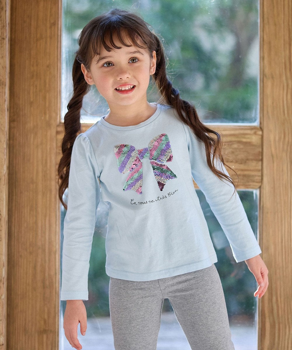 Japanese children's clothing aF#a325 double-sided sequined print top 100-140cm girls summer TOPS