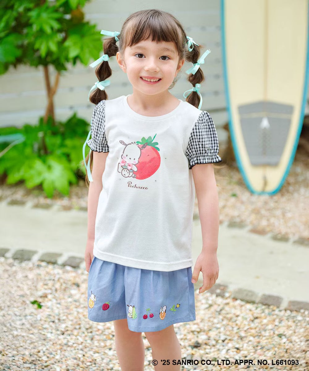 Japanese children's clothing aF#a325 x Sanrio cute palace sleeve top 90-150cm girls summer TOPS