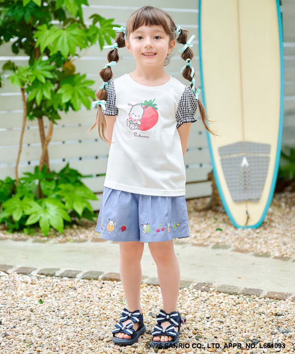 Japanese children's clothing aF#a325 x Sanrio cute palace sleeve top 90-150cm girls summer TOPS
