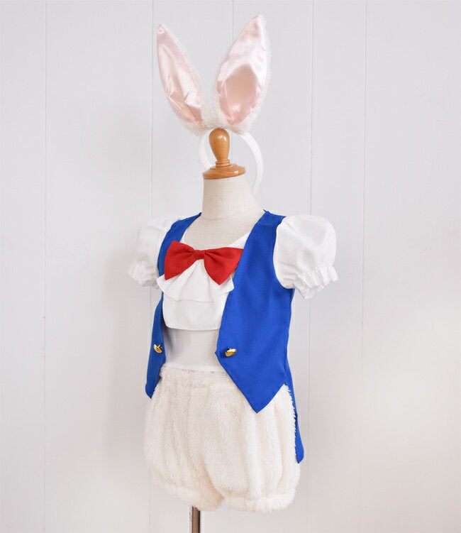 Alice in Wonderland White Rabbit Costume (100-140cm) for Kids Halloween Cosplay Costume for Boys Halloween Ghost Special